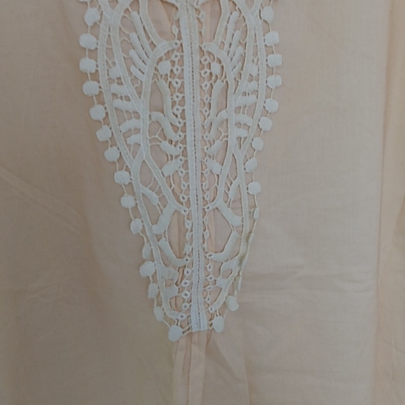 Woman Within 22/24W New Yellow Cotton Lace Short Sleeve Blouse - Picture 4 of 9